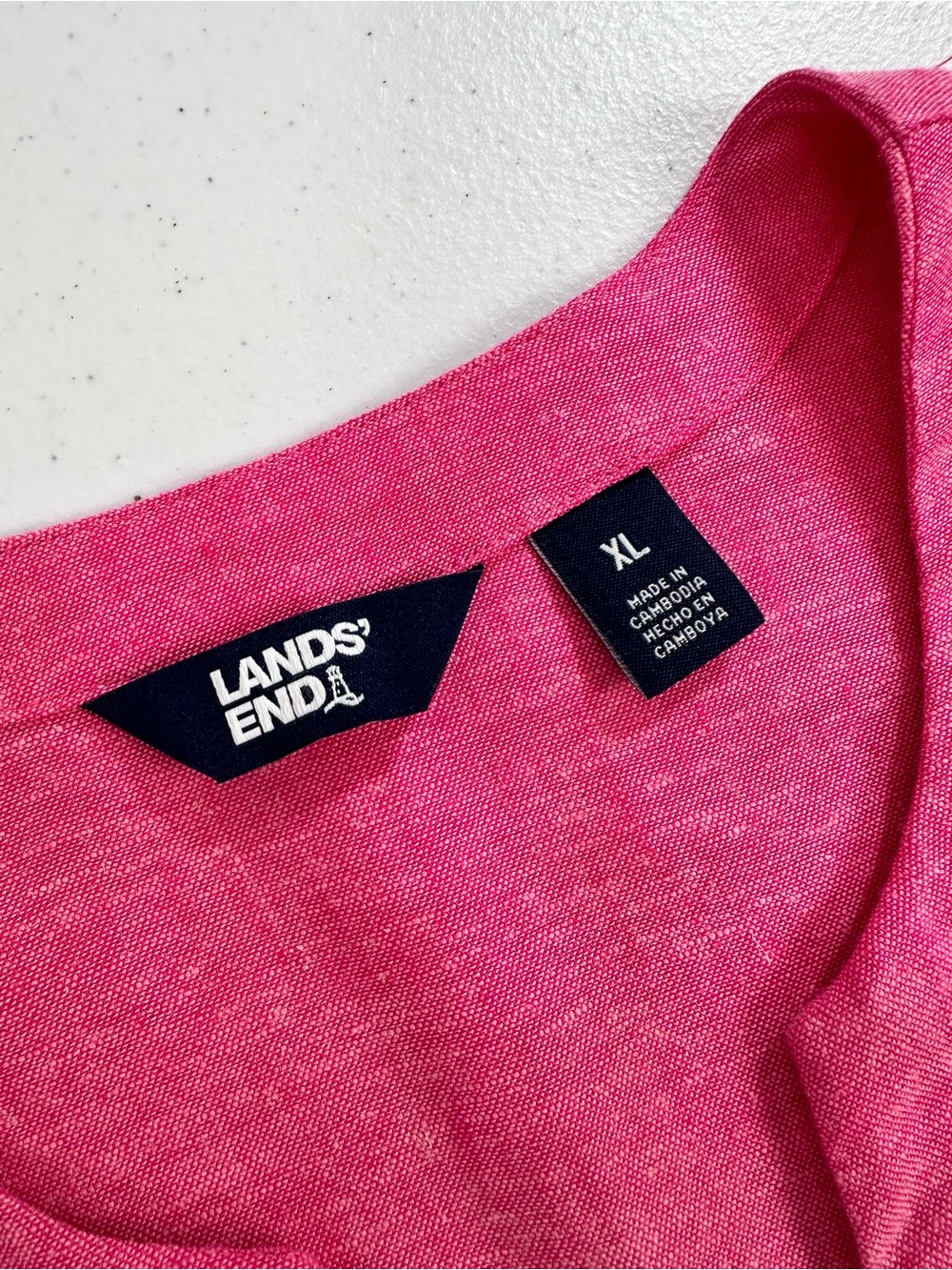 Lands' End Linen Blend Tunic‎ Pink Resort Coastal Grandma Vacation Beach XL - Picture 5 of 13